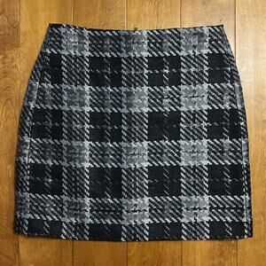 LOFT Outlet Plaid Mini Skirt Size 4 Metallic Dark Academia Preppy Classic Twee